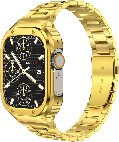 Vista 22 de MioHHR Correa de Acero Inoxidable para Reloj con Estuche Compatible con Correas de Apple Watch 40/41 mm, Correa Resistente con Cubierta Protectora