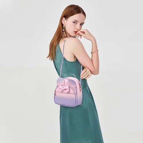 Vista 7 de KL928 - Mochila mini con diseño de lunares y moño para niñas, convertible a bandolera y bolso para mujeres, Pequeño, Casual