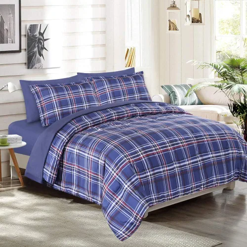 Vista 4 de EMME Bed-in-A-Bag - Juego de edredón de 5 piezas para cama Twin de microfibra cepillada y relleno de plumón sintético, suave y cómodo, lavable a