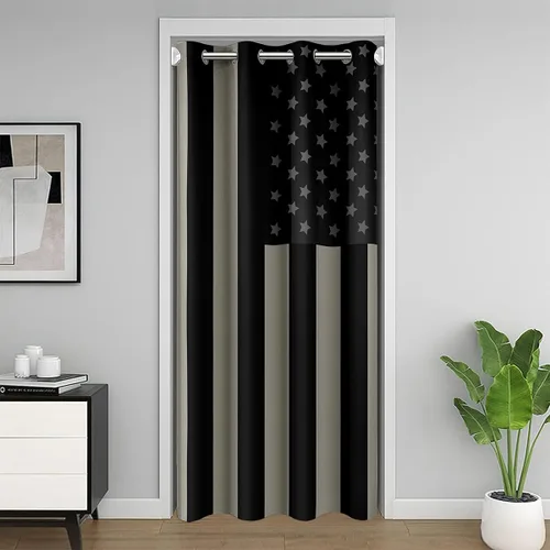 Vista 7 de Erosebridal Cortina opaca para puerta de zorro para niños, bonito diseño de oso bosque, ciervo, para niños y niñas, búho de dibujos animados