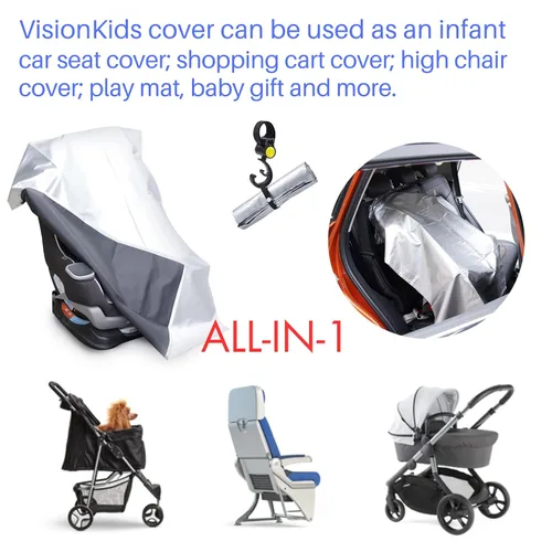 Vista 8 de Funda de parasol para asiento de automóvil para bebé con bolsa de almacenamiento gratuita incluida, protector de calor para asiento de automóvil