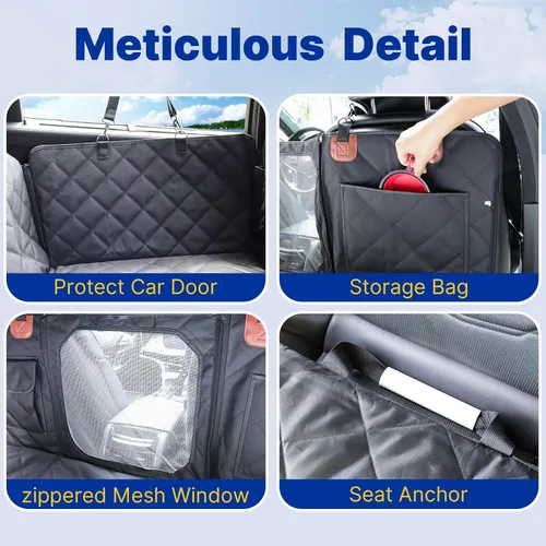 Vista 7 de Extensor de asiento trasero convertible para perros, plegable de 400 libras, funda de asiento de automóvil para perro con parte inferior dura