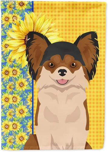 Vista 383 de Caroline's Treasures WDK5313GF Bandera de jardín con diseño de girasoles de verano, color negro y tostado, Airedale Terrier para buzón, bandera