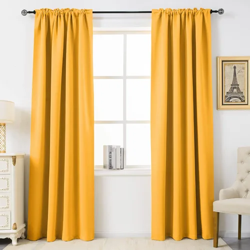 Vista 30 de DUALIFE Cortinas opacas de 45 pulgadas de largo, 2 paneles para ventanas pequeñas de dormitorio, aislamiento térmico, bolsillo para barra, cortinas