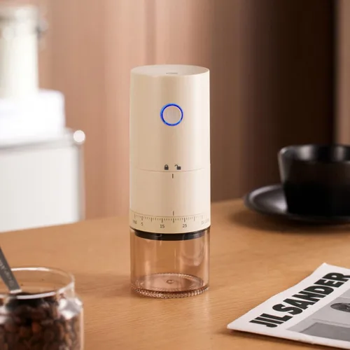 Vista 5 de Molinillo de café eléctrico portátil con 38 ajustes de molienda ajustables, rebaba cónica de núcleo de cerámica recargable por USB, molinillo
