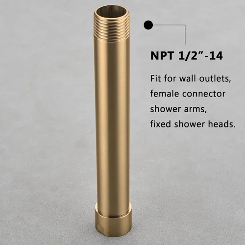 Vista 3 de Brazo extensor de ducha, brazo de extensión de 4 pulgadas para cabezal de ducha de lluvia superior, dorado cepillado