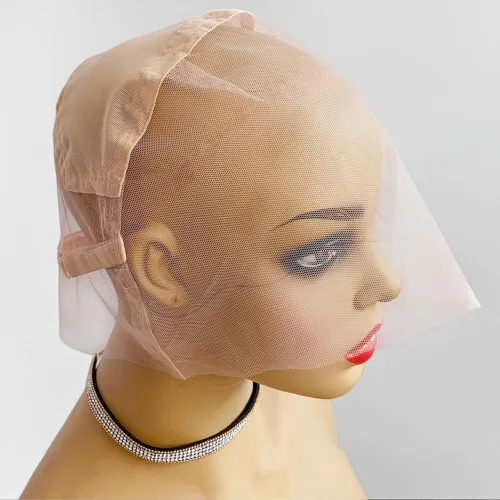 Vista 5 de Tapas de peluca de encaje frontal de 13 x 4 pulgadas para hacer pelucas con correas ajustables, base de encaje suizo marrón medio para ventilación