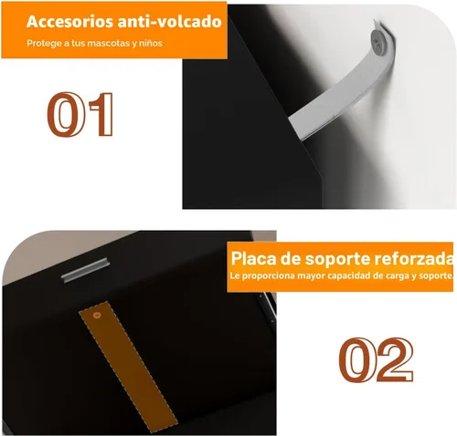 Vista 7 de Cómoda de 48" de alto para dormitorio, cómoda de madera con 6 cajones con tomas de corriente, cómoda con gran espacio de almacenamiento y asas