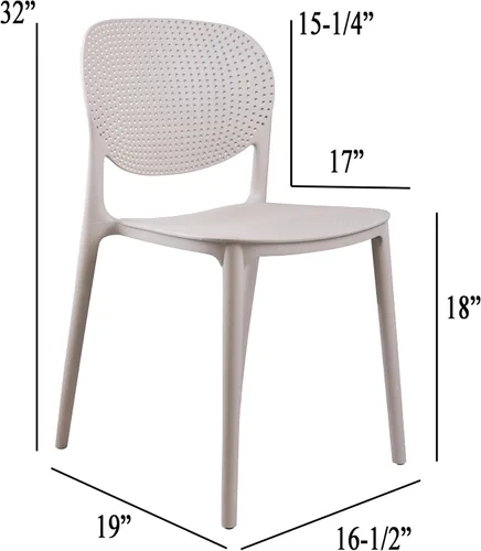 Vista 3 de CozyBlock - Silla de comedor apilable perforada de malla para interior y exterior, juego de 2 (Biege)