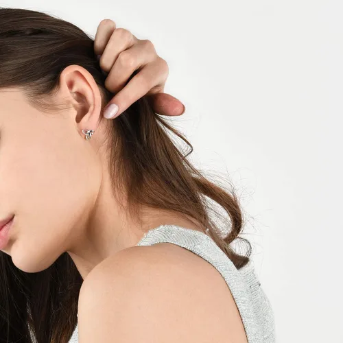 Vista 2 de Chow Sang Sang Let's Play Ear Play' 950 Platinum - Aretes de tuerca individuales 91064E (se venden solos, no pares)