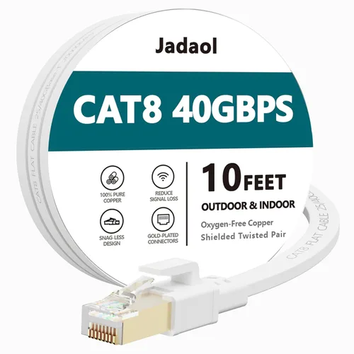 Vista 17 de Jadaol Cable Ethernet Cat8 1.5 pies 40Gbps 2000MHz Cable LAN S/FTP plano