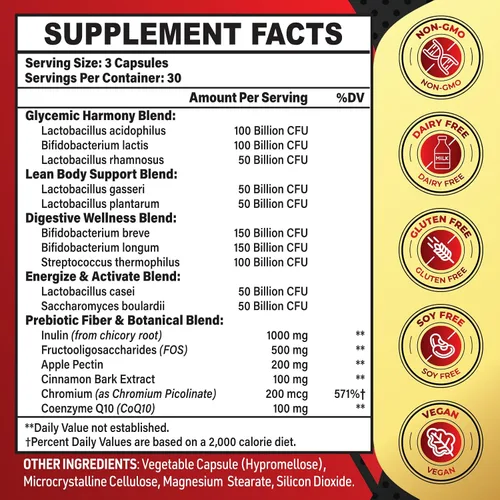 Vista 2 de Probióticos para hombres, potente probiótico para hombres de más de 50 años, salud intestinal y digestiva completa, con 850 mil millones de UFC