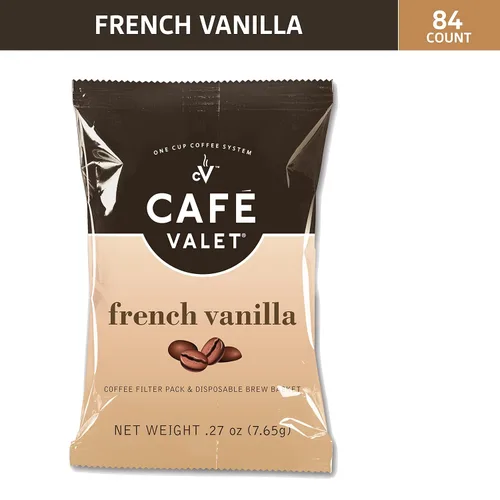 Vista 5 de Cafe Valet - Paquetes de café envueltos individualmente, tostado oscuro regular y vainilla francesa 100% café arábica, 168