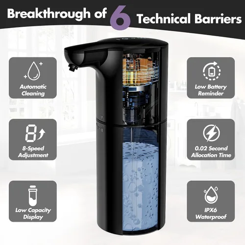 Vista 9 de Dispensador de jabón líquido automático YIKHOM, dispensador de jabón para platos con control de volumen ajustable de 8, 15.37 fl oz/450mL