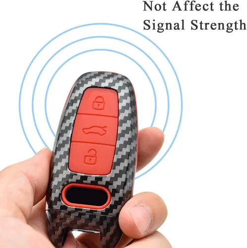 Vista 8 de SANRILY Funda para llavero de 3 botones para Audi A8 A6 A7 C8 Q8 Q7 E-Tron 2019 2020 sin llave con control remoto de entrada sin llave ABS funda