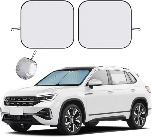 Vista 10 de Ziciner 2 parasoles para parabrisas de automóvil, bloqueador de calor solar y rayos UV, protector plegable de 28 x 31 pulgadas, accesorios