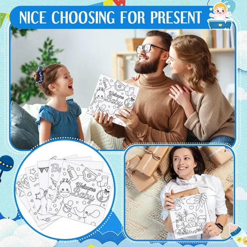Vista 6 de Honoson Juego de 6 piezas de pintura de lienzo de contorno predibujado de 6 pulgadas con imágenes para adultos, juego de tableros de arte de lienzo