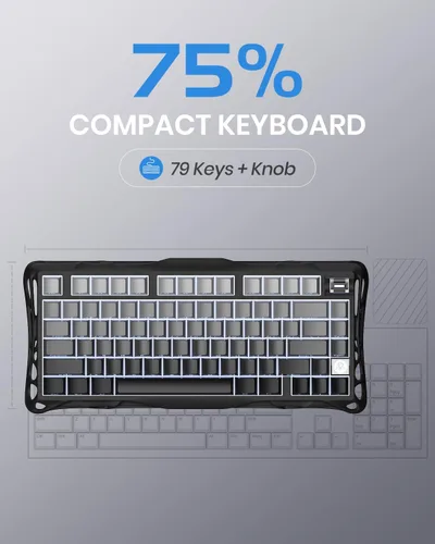 Vista 2 de GravaStar Mercury K1 75% Wireless Mechanical Gaming Keyboard, with Mercury M1 Pro Wireless Gaming Mice