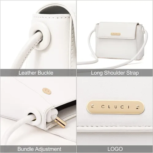 Vista 5 de CLUCI Bolso cruzado para mujer, bolso cruzado de cuero vegano para mujer, bolsos cruzados, bolsos pequeños de hombro con 2 correas ajustables