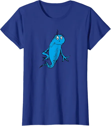 Vista 55 de Dr. Seuss Blue Fish Character - Camiseta con licencia oficial Negro