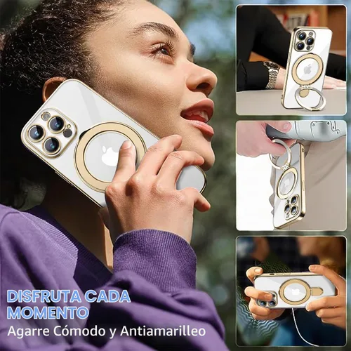 Vista 6 de Funda magnética para iPhone 14 Pro con soporte invisible [compatible con MagSafe] [protector completo de lente de cámara]