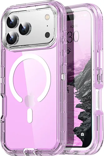 Vista 18 de AICase Funda transparente para iPhone 16e/13/iPhone 14, compatible con MagSafe 3 en 1, resistente protección contra caídas, cuerpo completo, a