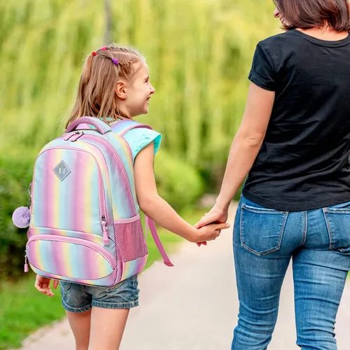Vista 3 de Meisohua Mochilas escolares para niñas, mochila de unicornio con bolsa de almuerzo y estuche para lápices, juego de bolsas escolares 3 en 1