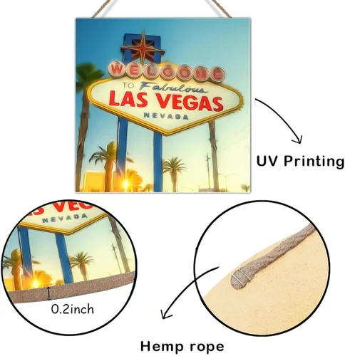 Vista 4 de Letrero de madera de USA City Casino Las Vegas, letrero decorativo de madera del estado de Nevada, regalo para viajeros, amigos, letrero colgante