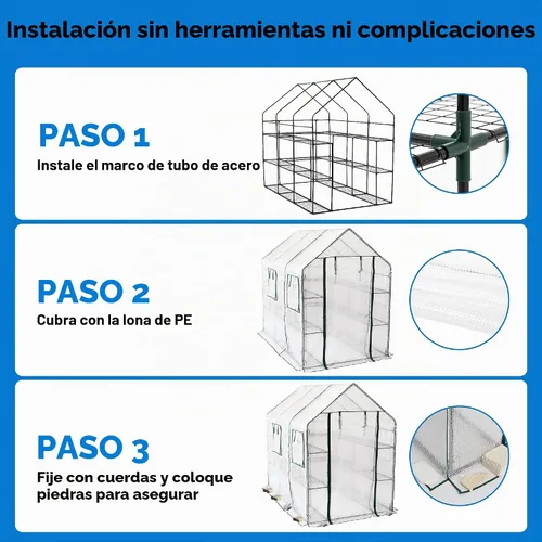 Vista 7 de SUNGIFT - Invernadero para exteriores, blanco, 56 x 85 x 77 pulgadas