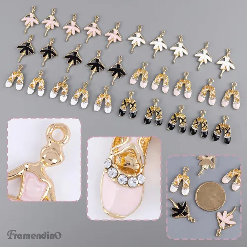 Vista 3 de Framendino, Esmalte Ballet Girl Charm Ballet Shoes Colgante Ballet Girl Colgante Ballet Girl Colgante para collar, aretes, pulsera, joyería artesanal