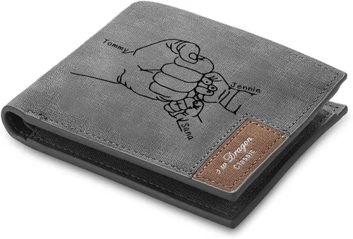 Vista 5 de Billetera personalizada para hombre, carteras con fotos personalizadas, billetera de viaje grabada para hombre, regalo del día del padre, regalo