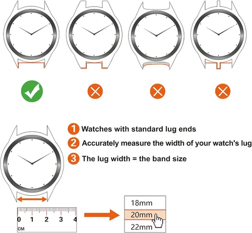 Vista 5 de ANNEFIT Correa de reloj de 0.630 in, 0.669 in, 0.709 in, 0.748 in, 0.787 in, 0.827 in, 0.866 in, 0.945 in, correa de reloj clásica de piel de cera