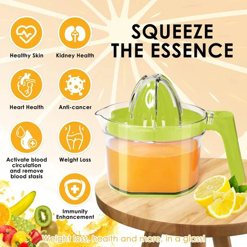 Vista 2 de Exprimidor de limón, exprimidor de manos de cítricos multifuncional, exprimidor de limón y lima con mango de agarre cómodo desmontable, capacidad