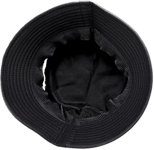 Vista 4 de Sombrero de pescador unisex de algodón bordado, plegable, para viajes, playa, para mujeres y hombres (no está interesado, negro), No Interesado Negro