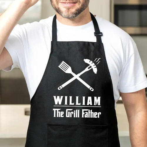 Vista 7 de Delantal personalizado para hombres, regalo de chef personalizado, regalo del día del padre, regalo de barbacoa y parrilla para papá, delantal