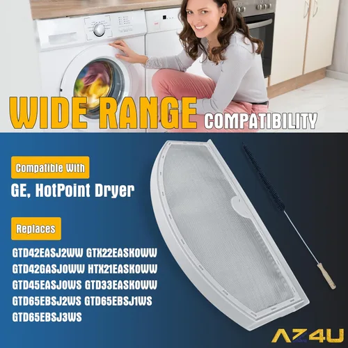 Vista 3 de AZ4U Filtro de pelusa de repuesto para General Electric (GE) HotPoint WEO3X23881 GTD42EASJ2WW GTX22EASK0WW GTD42GASJ0WW HTX21EASK0WW GTD45EASJ0WS