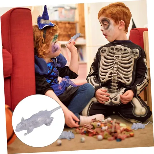 Vista 8 de KICHOUSE 10pcs Halloween Simulation Mouse Prank Lightweight Reusable Plastic Fake Mice for Party Decoration and Haunted House Props Realistic Gray