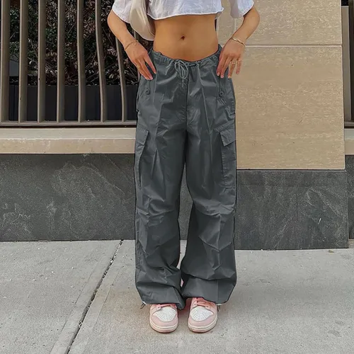 Vista 3 de Pantalones deportivos de algodón ligero y suave para mujer, cintura alta, para entrenamiento, yoga, pantalones deportivos con bolsillos