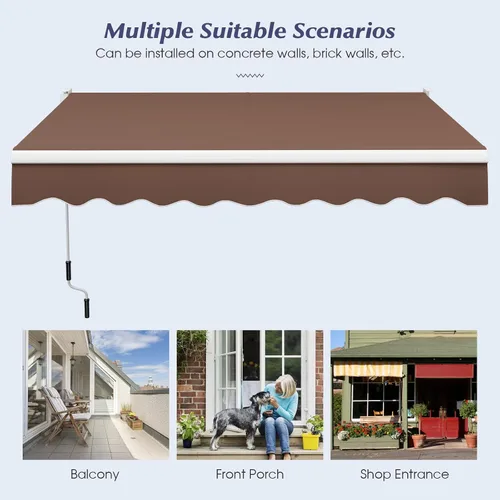 Vista 27 de Giantex Toldo retráctil para patio – Refugio solar de 8 x 6.6 pies con manivela manual fácil, estructura metálica de alta resistencia, toldo Beige