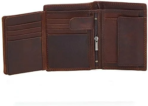 Vista 3 de Billetera RFID de cuero auténtico para hombre chocolate cartera para hombre 2021