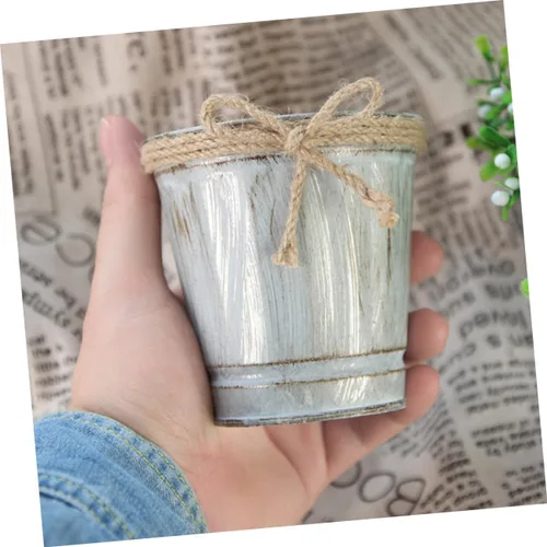 Vista 6 de Cabilock Jarrón de metal de hierro Shabby Chic jarrón vintage galvanizado de riego mini jarra de leche jarra de leche rústico contenedor contenedor