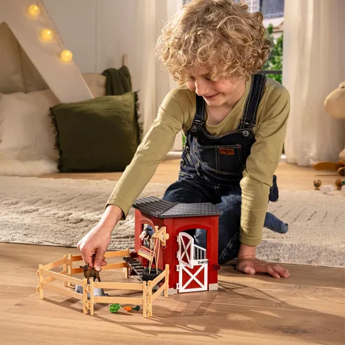Vista 8 de Schleich Farm World – Juego de 31 piezas de establo de cabras con 2 figuras de cabras y accesorios – Juguetes de animales de granja para niños