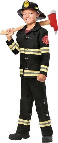 Vista 2 de Disfraz de bombero uniforme negro para niños
