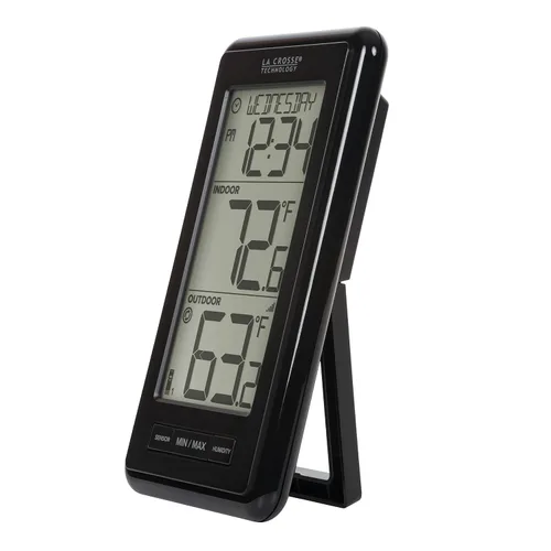 Vista 3 de Termómetro digital inalámbrico La Crosse Technology 308-43647-INT, color negro con humedad interior, LCD