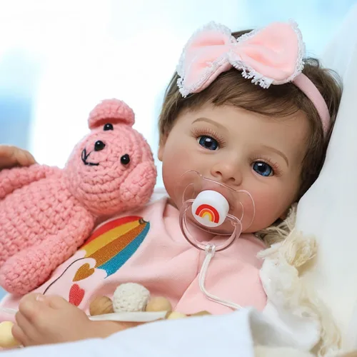 Vista 7 de SCOM Muñecas realistas de bebé Reborn – Meadow - Muñecas realistas de 18 pulgadas para niña recién nacida, cuerpo de tela, extremidades de vinilo