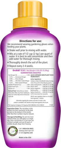 Vista 2 de Espoma Organic Orchid! Alimento concentrado para plantas de 8 onzas – Fertilizante vegetal y potenciador de floración para todas las orquídeas