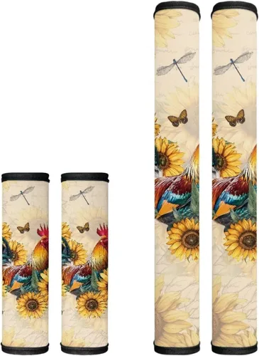 Vista 42 de Juego de 4 fundas para manijas de microondas con diseño de rayas de vaca tribal, azteca, decoración de cocina, antideslizantes, a prueba