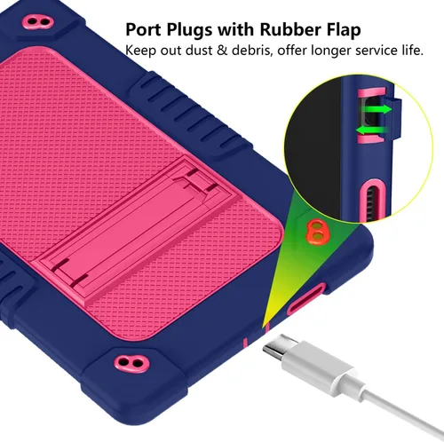 Vista 2 de Funda protectora para tableta Revvl Tab 5G de Tmobile Revvl Tab 5G, resistente correa de hombro de silicona y parte trasera dura a prueba de golpes
