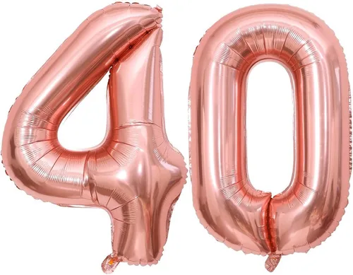 Vista 20 de Globos gigantes de número 10 de 40 pulgadas en oro rosa, 10 globos de oro rosa para cumpleaños, globos de 10 para décimo cumpleaños, aniversario