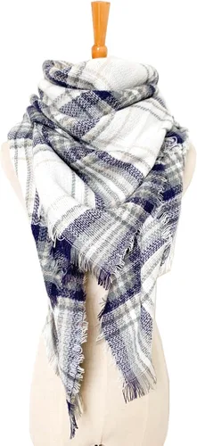 Vista 57 de Wander Agio - Bufanda envolvente con diseño a cuadros o triangular para mujer, cálida y larga, de punto, sensación de cachemira, chal